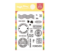 Waffle Flower Clear Stamp - Postage Collage Stamp Set / Basic 